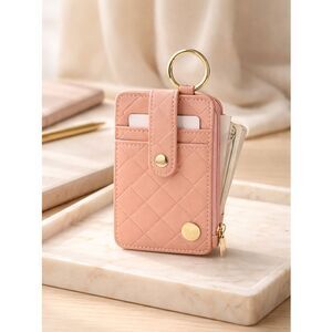 NWT The Darling Effect Woven Keychain Wallet Card Holder - Rose Color